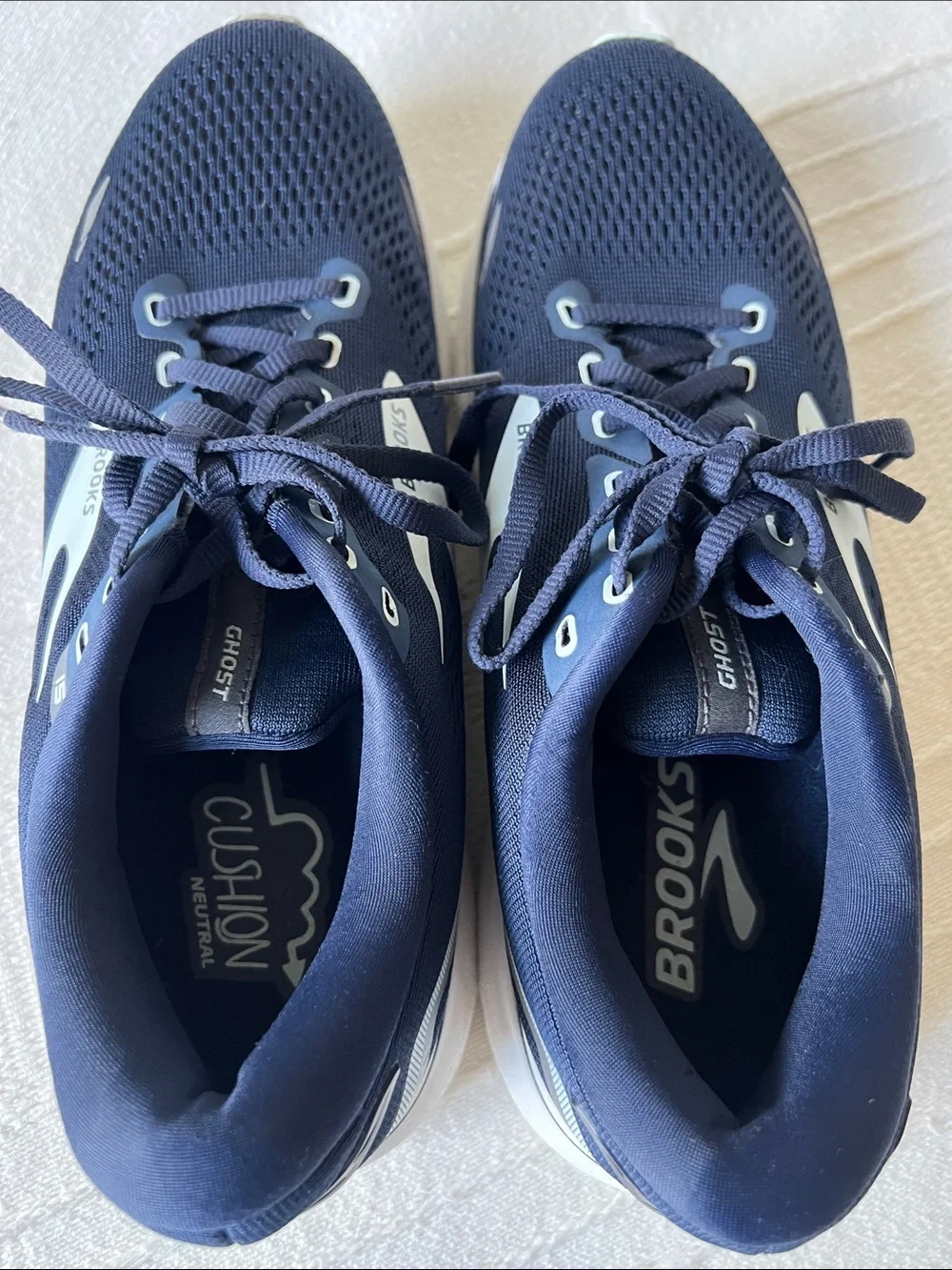 Brooks Ghost 15 Women’s Navy and White Athletic Running Shoes